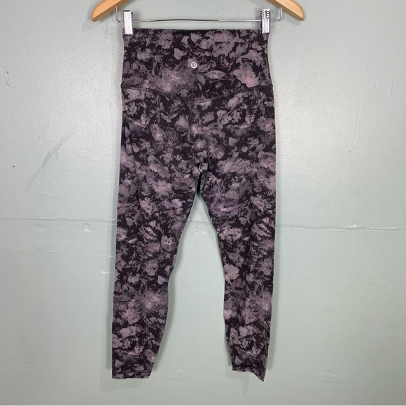 Lululemon Align Pant II 25" Floral Illusion Ice Grey‎ Multi Sz 6 Purple Black - Picture 3 of 7